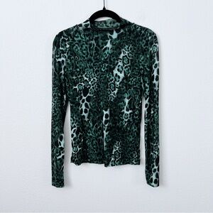 Whistles Green Night Cat Mesh Top